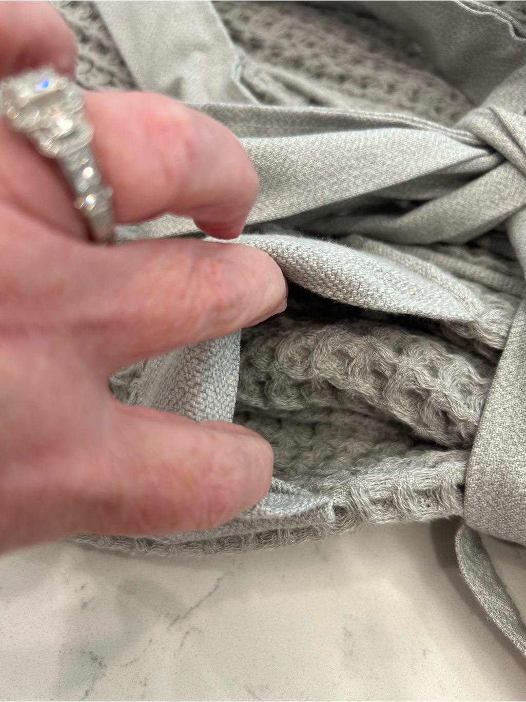 Cozy Luxury Waffle Knit Hooded Robe - Gray-Supima Cotton — image 8 of 8